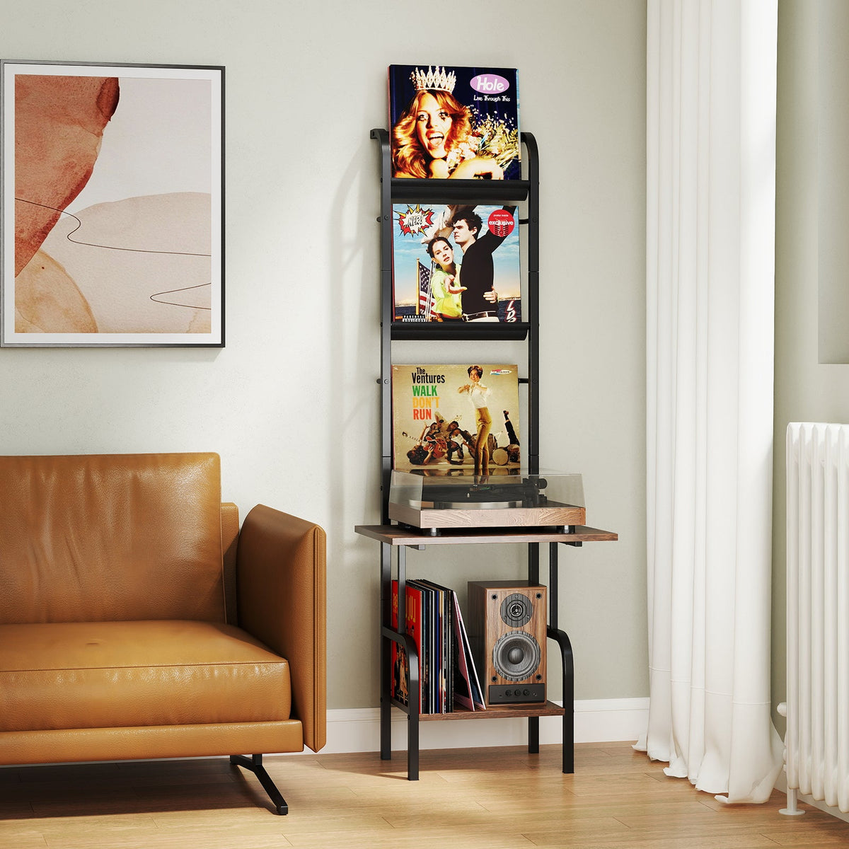 5-Tier Record Player Stand with Vinyl Display Shelf and Record Holder