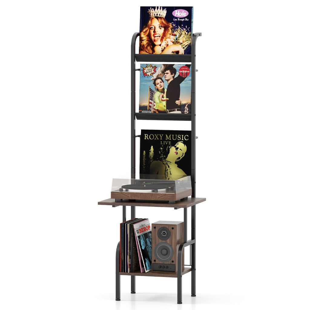5-Tier Record Player Stand with Vinyl Display Shelf and Record Holder